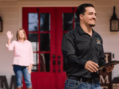 Completed service with satisfied customer